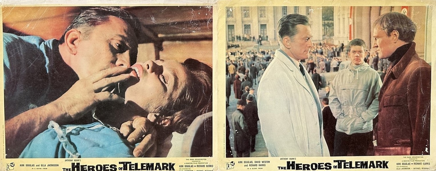 Set of 2 Press Photos - Stills from British War Film 'The Heroes of Telemark' - Ulla Jacobsson, Kirk Douglas