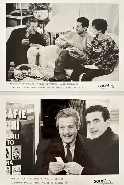 Set of 2 Press Photos - Stills from Film 'What Time Is It?' - Massimo Troisi, Marcello Mastroianni