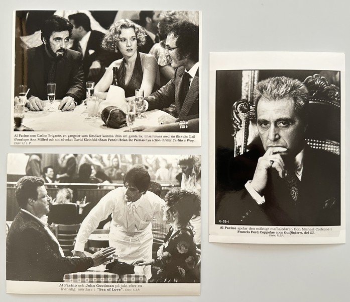 Set of 3 Press Photos - Stills from Film 'The Godfather Part III' - Al Pacino, Penelope Ann Miller, Sean Penn