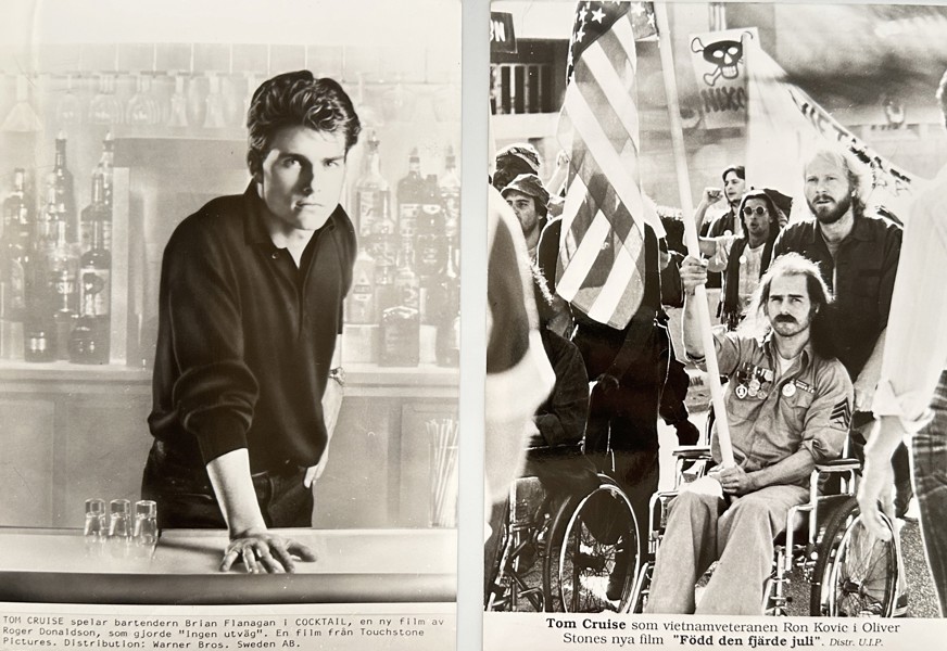 Set of 2 Press Photos - Stills from Films 'Cocktail' & 'Born on the Fourth of July' - Tom Cruise