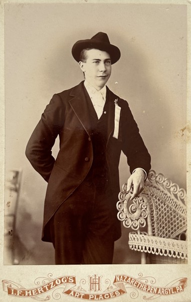 Cabinet Card - I. F. Hertzog's - Portrait of a Young Man - Nazareth, Pennsylvania, USA - 1880s