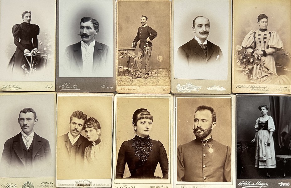 Set of 10 Carte de Visite - Joh. E. Hahn, Schuster, J. Ruwner & Co, R. Petuel, A. Reuter, Arnold Sueti
 - Portraits of a Child, Women, Men - Vienna, Austria - 19th Century