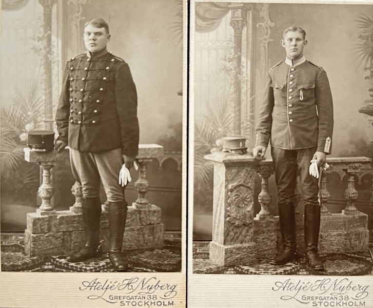 Set of 2 Carte de Visite - Atelier H. Nyberg - Portraits of a Young Military Man - Stockholm, Sweden - 19th Century