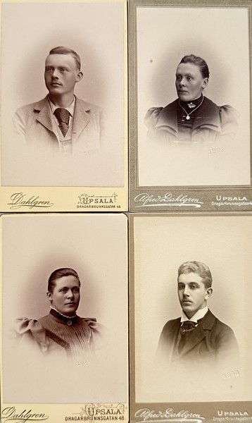 Set of 4 Carte de Visite - Alfred Dahlgren - Portraits of Men and Women - Uppsala, Sweden - 1890s-1900s