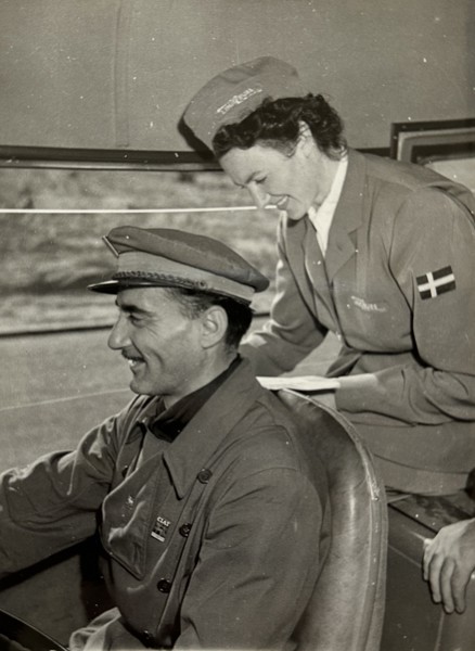 Monochrome Photo - A Military Couple in a Car - 20th Century