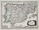 Georges-Louis Le Rouge (1712–1790) – Map of Spain and Portugal – Hand-colored engraving (1750)