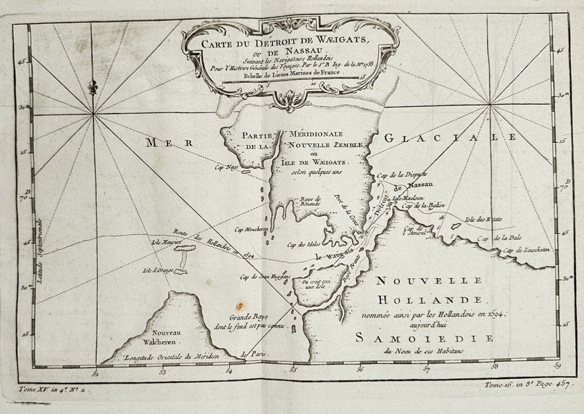 Abbé Prévost (1697–1763) – Map of the Strait of Waigats and New Holland – Copper engraving (1750)