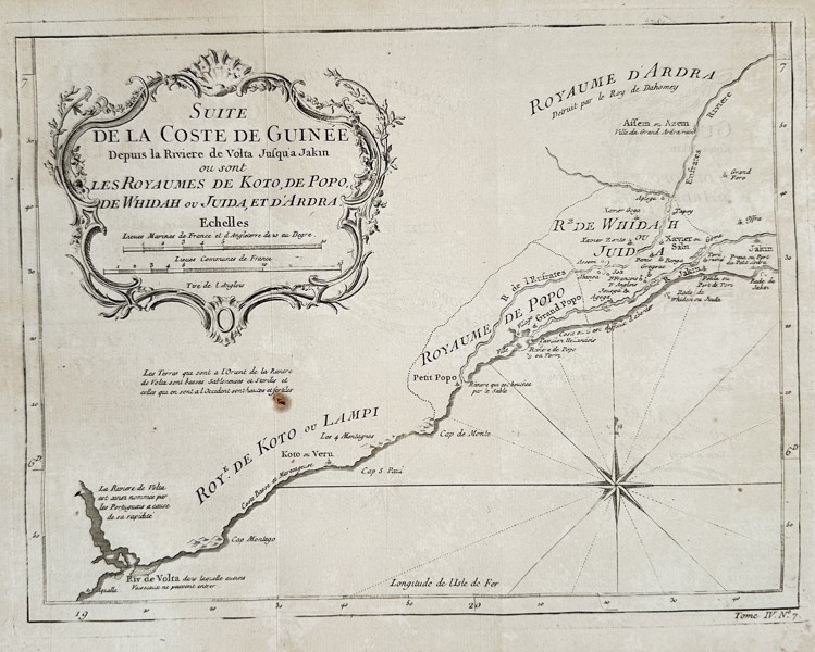 Jacques Nicolas Bellin (1703–1772) – Map of the Guinea Coast and Kingdoms of Whidah and Ardra – Copper engraving (1750)