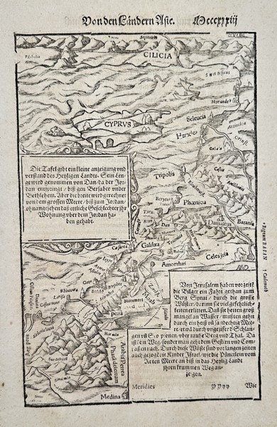 Sebastian Münster (1488–1552) – Map of Cilicia, Cyprus, and Asia Minor – Woodcut (1550)