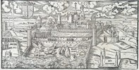 Sebastian Münster (1488–1552) – Bird’s-Eye View of Dubas (Dubrovnik) – Woodcut (1550)