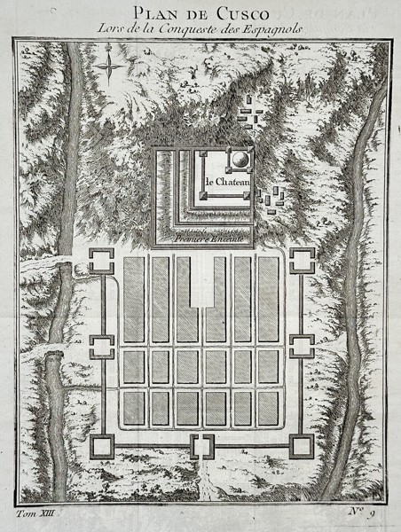 Jacques Nicolas Bellin (1703–1772) – Map of Cusco - Peru at the Time of the Spanish Conquest – Copper engraving (1750)