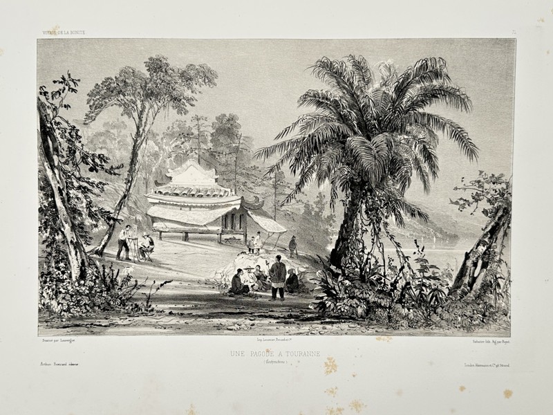 Barthélemy Lauvergne (1805–1878) – View of a Village in Curaçao – Steel engraving (1840)