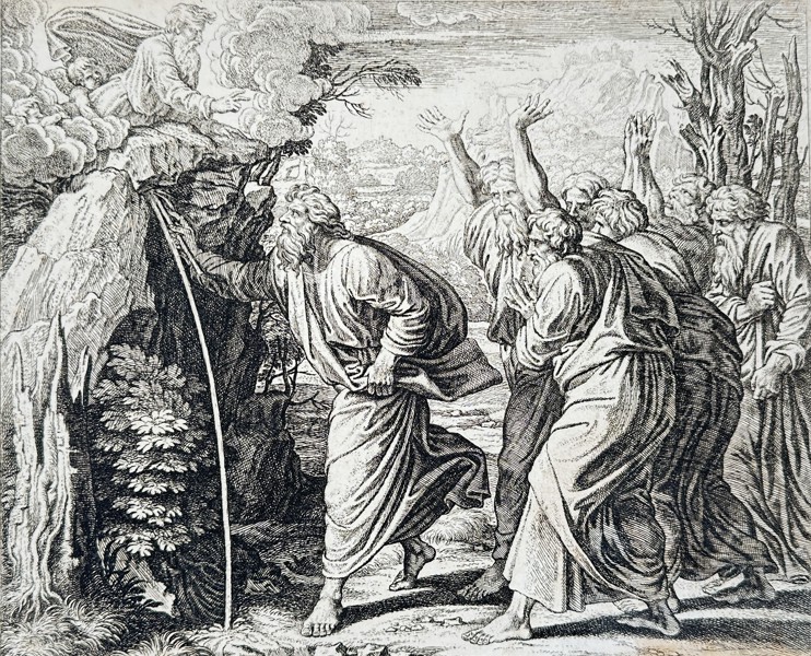 Nicolas Chaperon (1612–1656) – Moses Strikes the Rock – Copper engraving (1650)