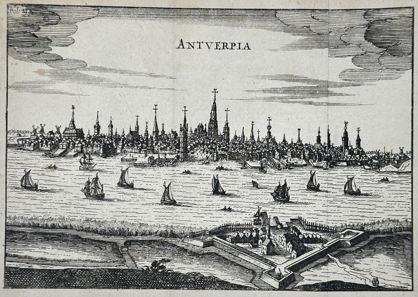 Matthäus Merian (1593–1650) – Panoramic View of the City of Antwerp – Copper engraving (1650)