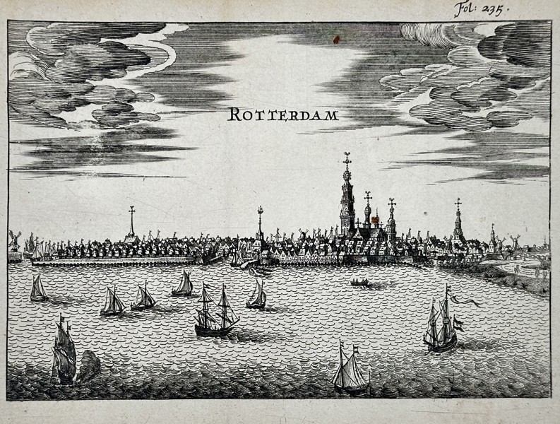 Matthäus Merian (1593–1650) – Panoramic View of the City of Rotterdam – Copper engraving (1650)