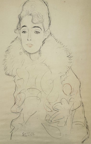 Gustav Klimt (1862–1918) – Portrait of a Woman with Fur – Etching (20th Century)
