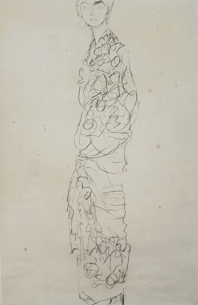 Gustav Klimt (1862–1918) – Full-Length Study of a Woman – Etching (20th Century)