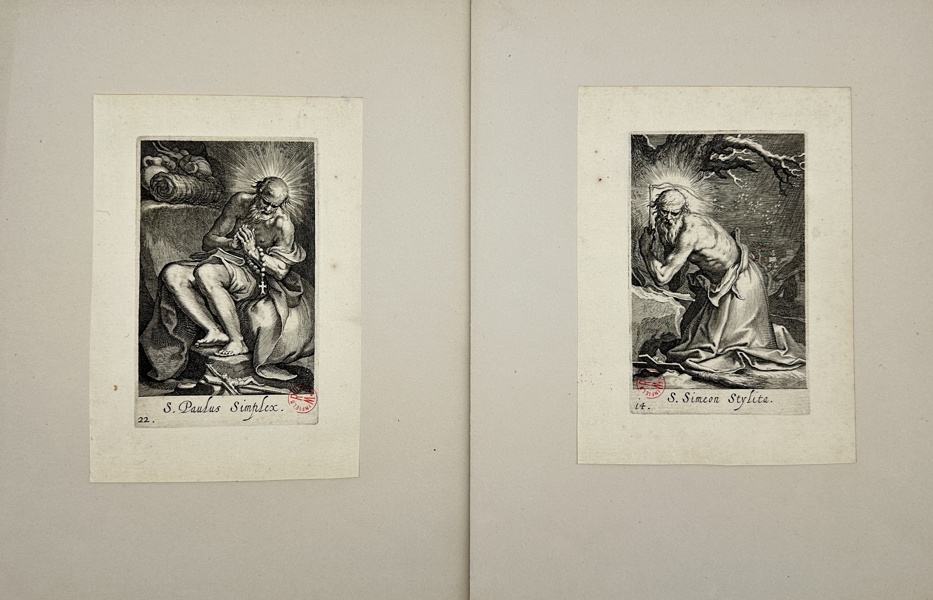 Boetius Adams Bolswert after Abraham Bloemaert - Set of 2 Engravings - Simeon Stylites - Saint Paul av Egypten