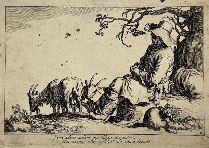 Cornelis Bloemaert (1603–1692) - Pastoral with goat herd and goats, from the series Sixteen Peasant - 1600