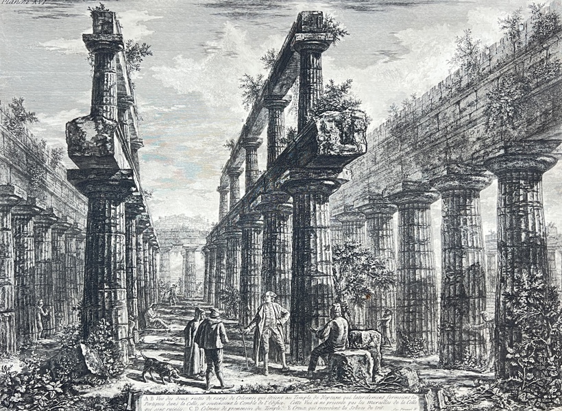 Giovanni Battista Piranesi (1720-1778) - Temple of Neptune in Paestum / Vüe des restes du derriere du Pronaos du Temple de Neptune