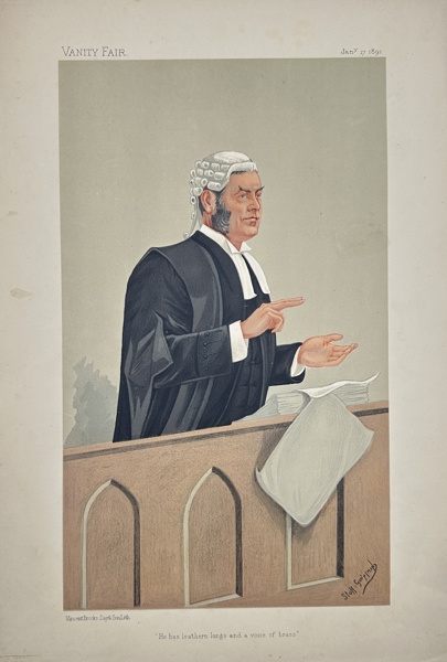 Henry Charles Seppings Wright (1850–1937) - Vanity Fair Caricature - Portrait of Mr Alfred Cock QC - 1891