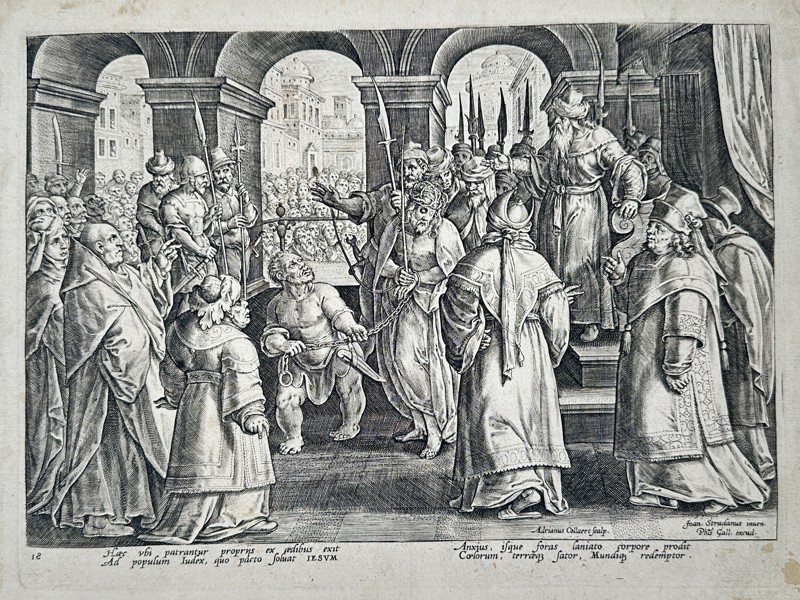 Adriaen Collaert (1560–1618) – Christ Led Before Pilate – Engraving (16th Century)