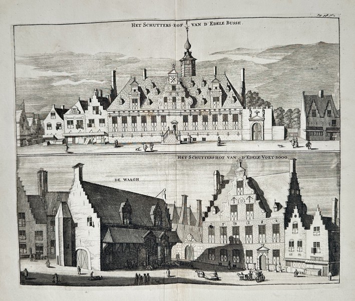 Daniel Stoopendaal (1672–1726) – The Militia House of the Noble Bus and the Noble Crossbow – Copperplate engraving (18th Century)