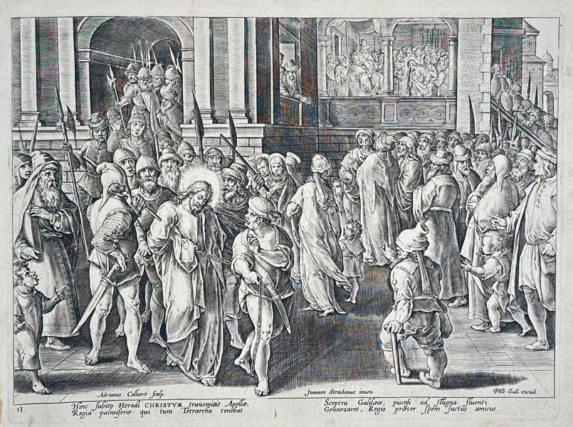 Philip Galle (1537–1612), after Jan van der Straet (1523–1605) – Christ Carrying the Cross – Engraving (Circa 1590)