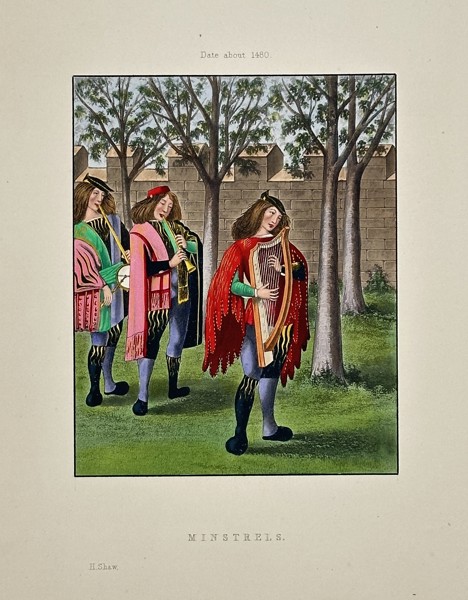 Henry Shaw (1800–1873) – Minstrels – Engraving, Hand-coloured (Circa 1843)