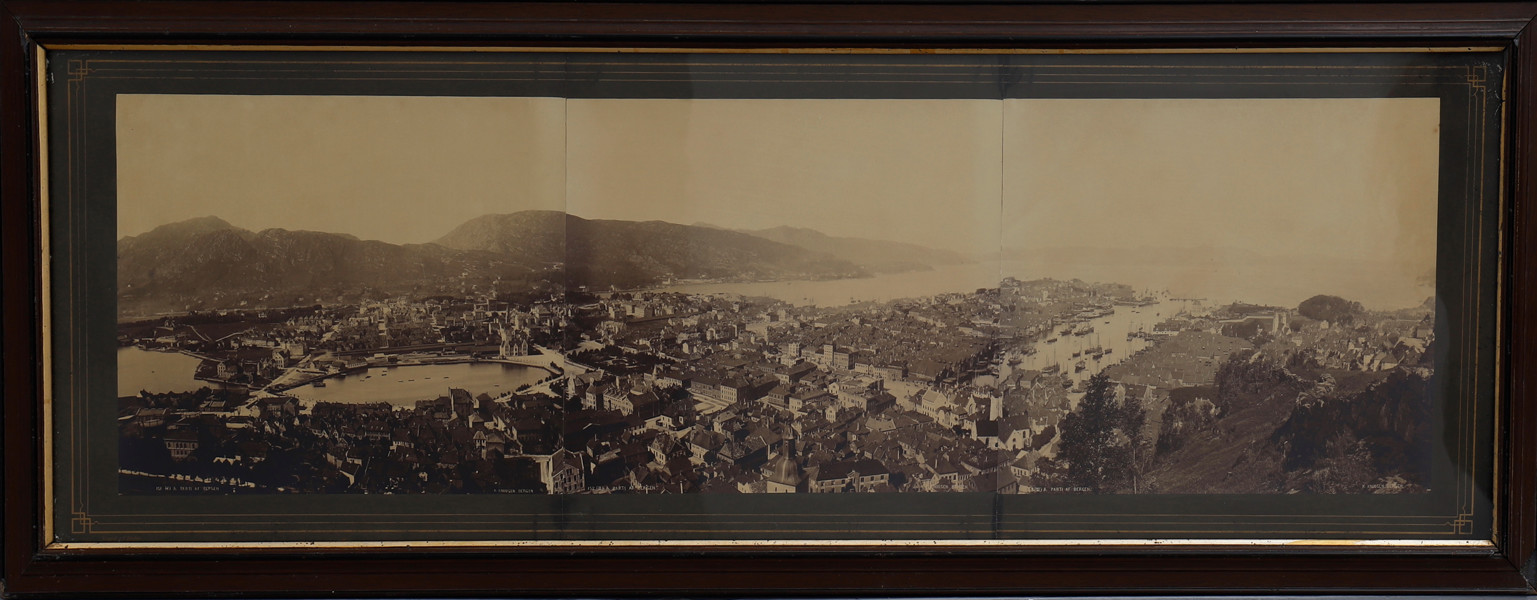 Knud Knudsen (1832-1915) - Large Rare Panoramic photograph from Bergen, Norway