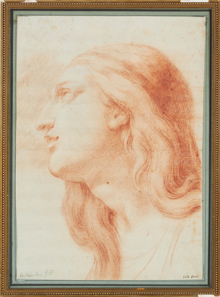 Guido Reni (1575-1642), after - Woman's face in profile, red chalk - Italian school
