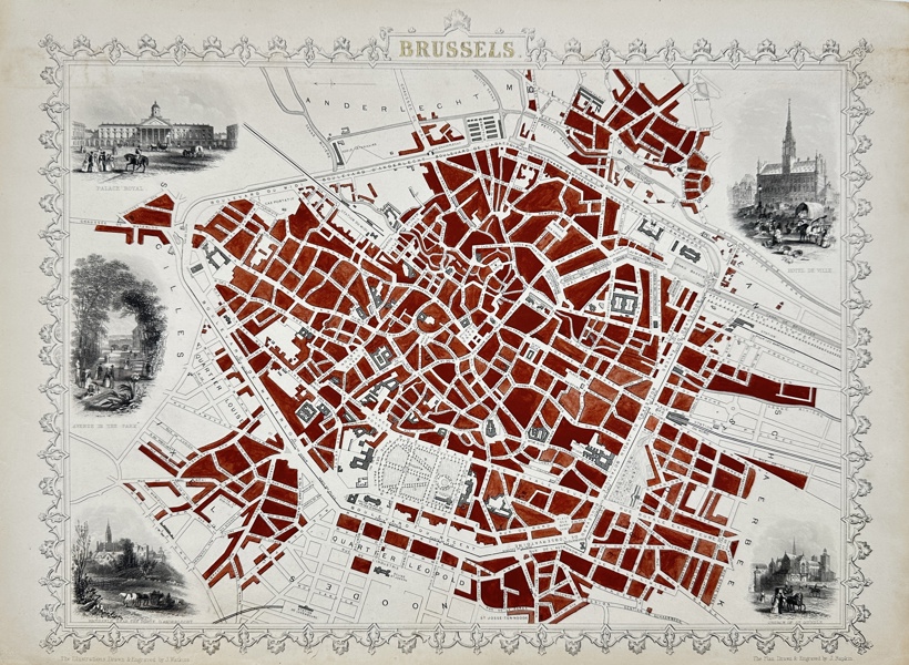 John Rapkin / J. Watkins - City plan of Brussels - Belgium - 1851-1860