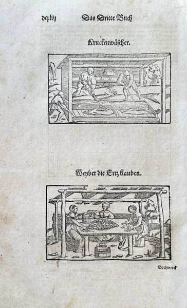 Sebastian Munster (1488–1552) – Washing and Sorting Ore – Woodcut (c. 1550)