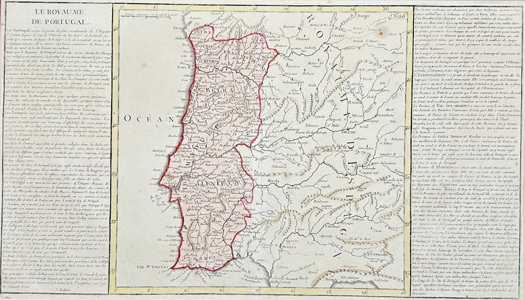 Jean Baptiste Louis Clouet - Decorative map of Portugal - Royaume de Portugal Estremadure Alentejo