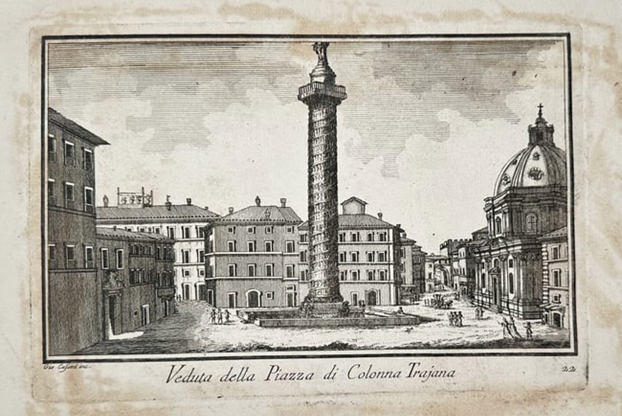 Giovanni Cottafavi (1790–1830) – View of the Piazza of Trajan's Column – Engraving