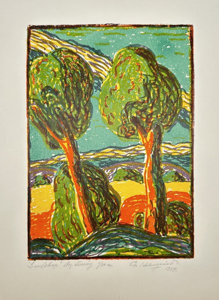 Lars-Gunnar Holmqvist (1913-1974) - Colour Landscape of Sweden - Hand-signed