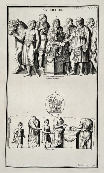 Bernard de Montfaucon (1655–1741) – Classical sacrificial processions – Engraving (1719)