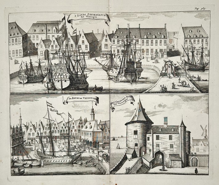 Mattheus Smallegange (1624–1710) – Views of Vlissingen landmarks – Engraving (1696)