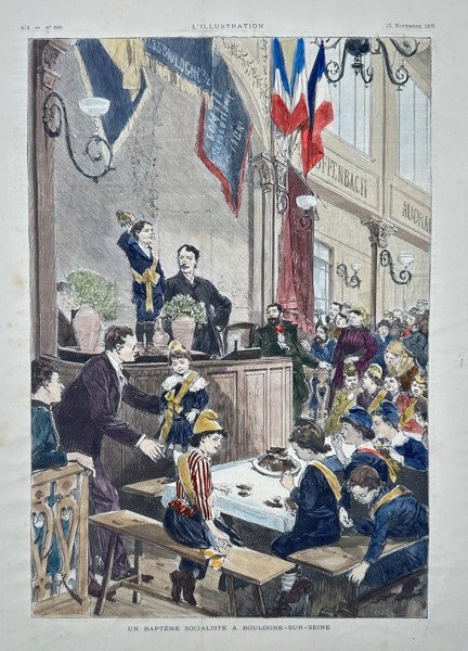 L'Illustration (1843–1944) – A socialist baptism in Boulogne-sur-Seine – Print (1890)