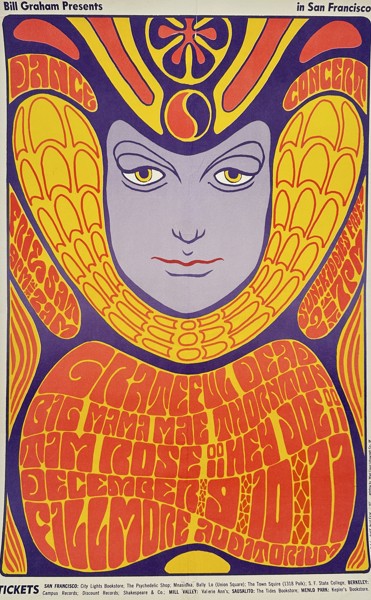 Wes Wilson (1937-2020) – Dance Concert: Grateful Dead and Big Mama Mae Thornton at Fillmore Auditorium – lithograph (1966)