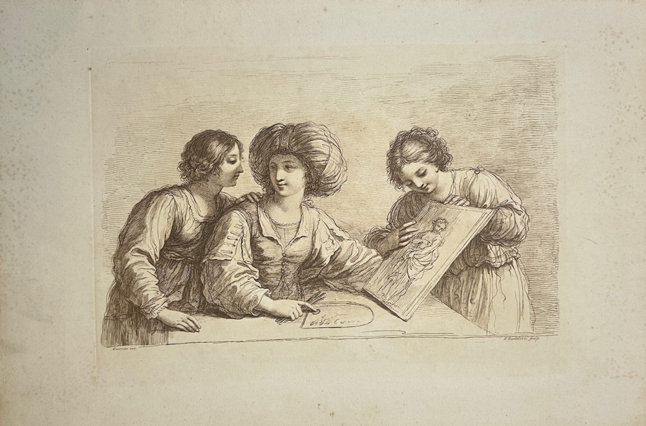 Francesco Bartolozzi (1727-1815) after Giovanni Francesco Barbieri (Guercino) - Three Women With Painting