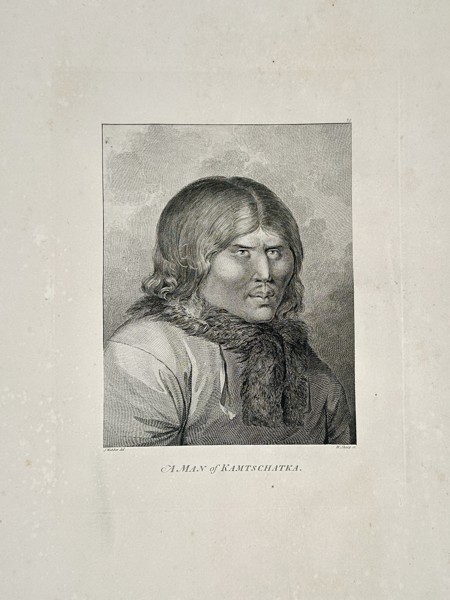 John Webber (1751-1793) – Portrait of a Man of Kamtschatka – engraving (1784)