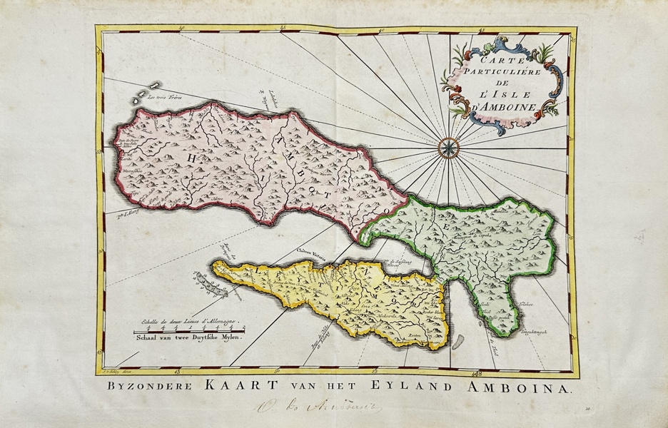 Jacques-Nicolas Bellin / Jakob van der Schley - Indonesia - Map of the Island of Ambon - Southeast Asia - Carte Particuliere De L'Isle D'Amboine - 1681-1700