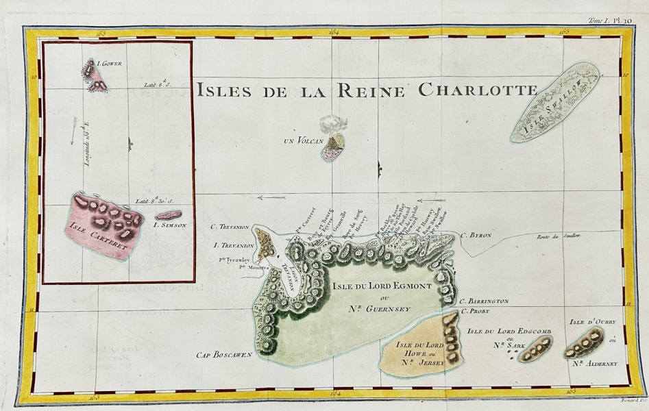 Philip Carteret / John Abraham Bayly - Solomon Islands - Map of Queen Charlotte's Islands - Santa Cruz Islands - Isles de la Reine Charlotte.. - 1761-1780