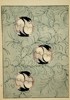 Japanese School (20th Century) – Stylized Crane Roundel and Vine Pattern – Woodcut (20th Century)