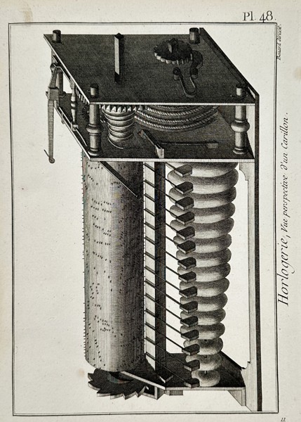 Robert Bénard (1734–1777) – Technical Study of a Carillon Clock Mechanism – Engraving (18th Century)