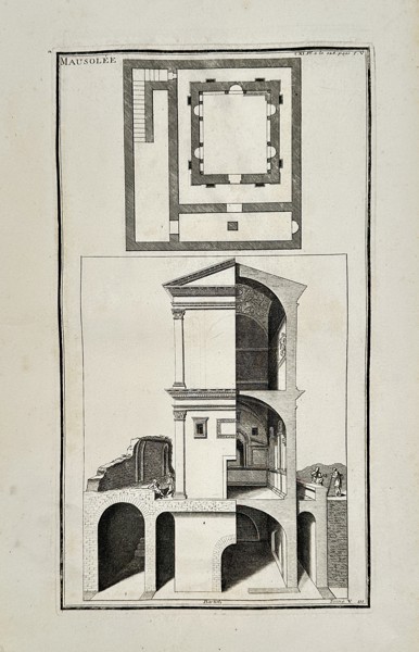 Bernard Montfaucon (1655–1741) – Architectural Study of a Classical Mausoleum – Engraving (18th Century)