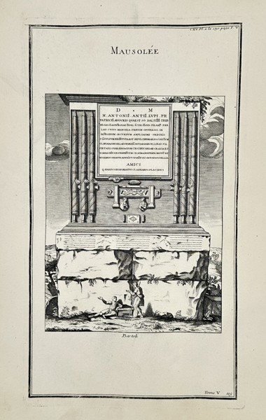 Bernard Montfaucon (1655–1741) – Classical Study of a Roman Funerary Monument – Engraving (18th Century)