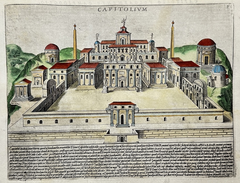 Giacomo Lauro (act.1583-1645) - Hand-coloured woodcut - Rome, Italy - Capitolium - The Capitoline