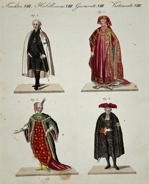 Friedrich Justin Bertuch (1747–1822) – Costume Study of European Nobility and Officials – Hand-coloured engraving (1790)